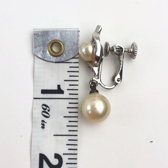 Vtg Faux Pearl Screw Post Lever-back Earrings - Picture 3 of 3